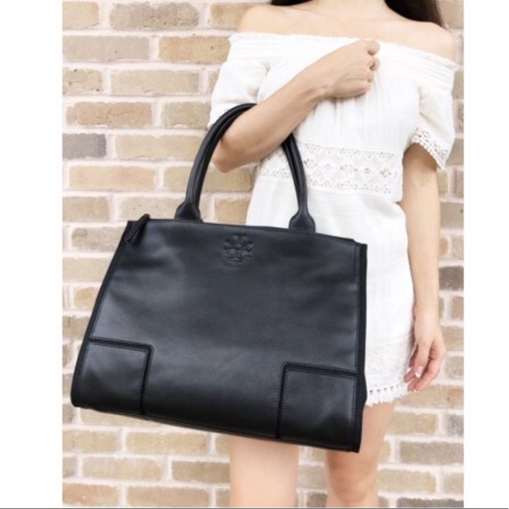 Tory Burch Ella Canvas Leather Tote Laptop Bag
